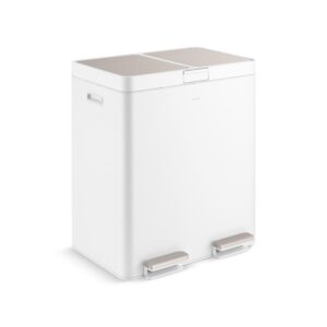 KOHLER K-23828-WST 82-Liter Stainless Steel Dual-bin Step Trash can, White Stainless