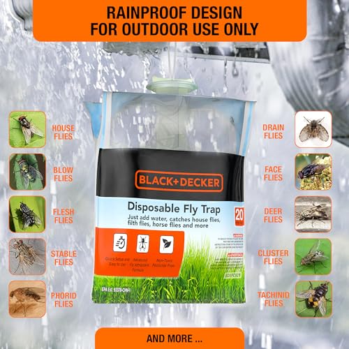 Fly Trap- Hanging Fly Traps Outdoor- Natural Non-Toxic Fly Catcher Attractant- Add Water to Catch House & Horse Flies in Garden, Backyard & Barn- 1 Trap, 20 Grams