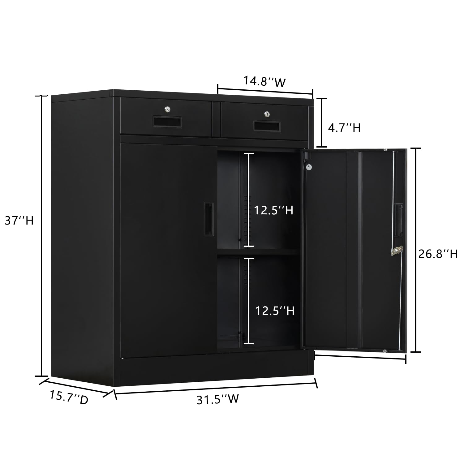 BESFUR Metal Storage Cabinet with Drawers, Locking Storage Cabinets for Office/Home