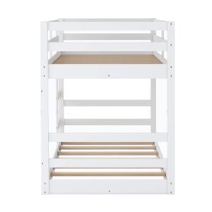 LostCat Twin Over Twin Bunk Bed, Pine Wood Bunk Bed Frame, Twin Bunk Bed Frame with Ladder and Full-Length Guardrail, Easy Assembly Pine Wood Bunk Bed Frame for Children, Teens and Adults, White