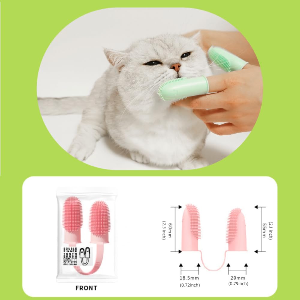 Scrit Dog Finger Toothbrush, 6 Pack Cat Toothbrushes, Two Finger Toothbrush for Pet's Dental Care Teeth Cleaning