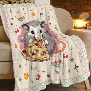 opossum gifts opossum plush blanket comfy flannel fleece warm soft fluffy fuzzy opossum pizza decor throw blankets gifts for girls boys women teens kids baby for room bed sofa couch 40"x50"