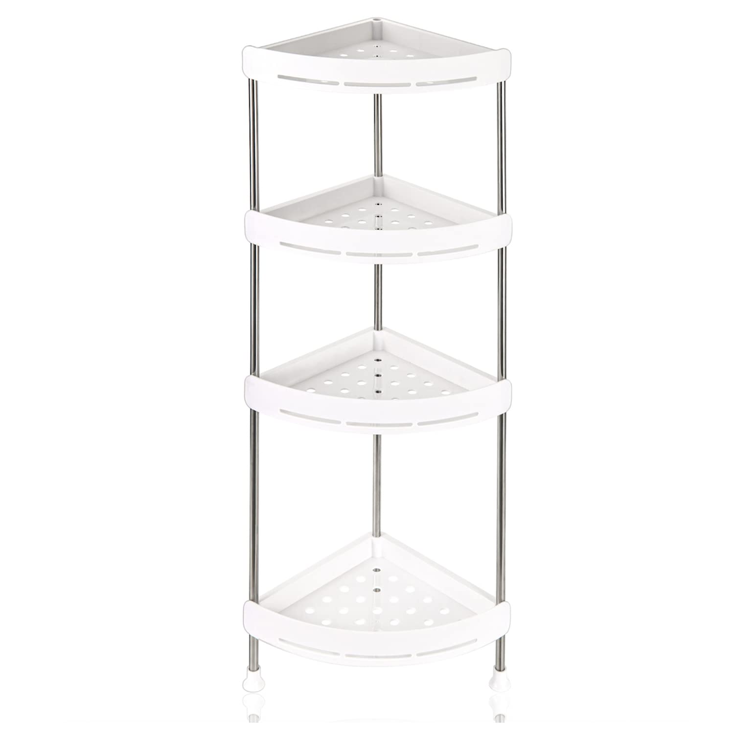 IYAR HOME 4 Tier Shower Caddy Organizer Shelf Rack Corner Standing 12.99 x 9.45 x 32.68 Inches Shower Stands for Inside Shower & Kitchen Storage White