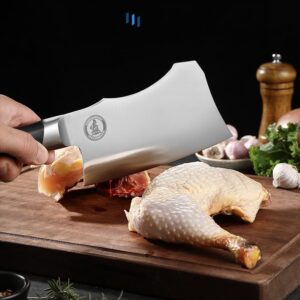 Meat Cleaver wiht larger handle - 7 inch Kitchen Bone Chopper,German High Carbon Stainless Steel Chopping Knife with Ergonomic Wodden Handle - for Home Kitchen and Restaurant - 2024 Gifts Box