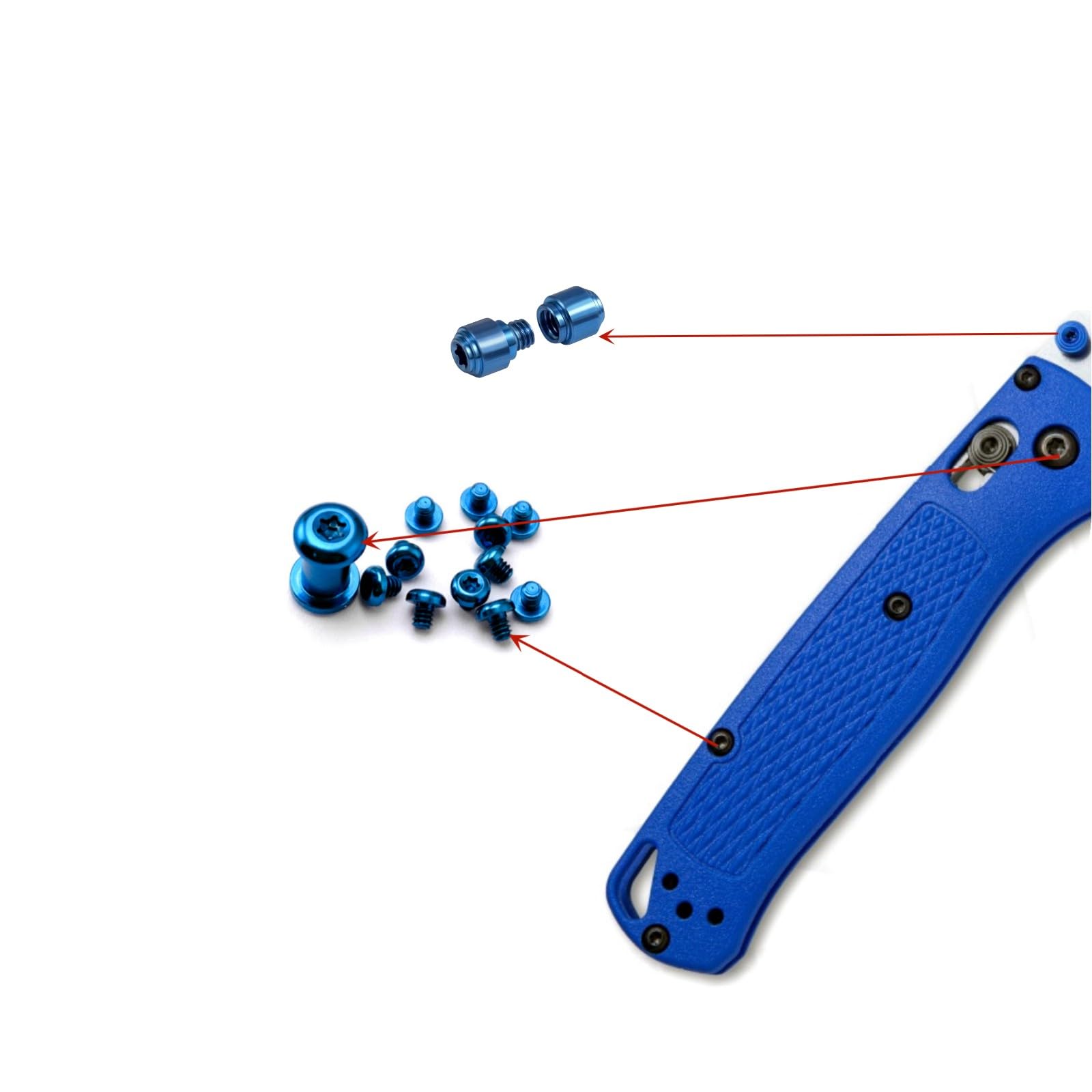 1x Deep Carry Pocket Clips Stainless Steel Attachments +Titanium Screws Pivot Set + Thumb Studs Screw Set for Benchmade 535 Knife,Blue Make Your Knife Turn All Over Blue