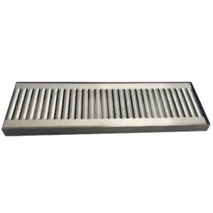 24-Inch Drip Tray for Bar Taps and Beverage Dispensers - Surface Mount Drip Tray - No Drain - Brushed Stainless Steel