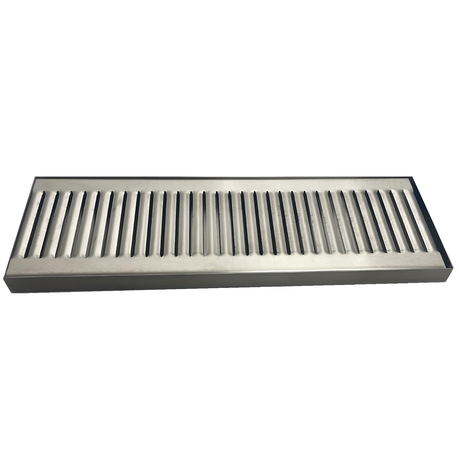 24-Inch Drip Tray for Bar Taps and Beverage Dispensers - Surface Mount Drip Tray - No Drain - Brushed Stainless Steel