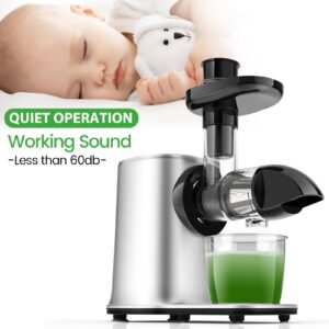 Masticating Juicers, Celery Slow Juicer Machine Cold Press Juicer for Celery/Vegetable/Wheat, Extractor de Jugos y Vegetales, Juice Extractor Machine with Cleaning Brush, Easy to Clean