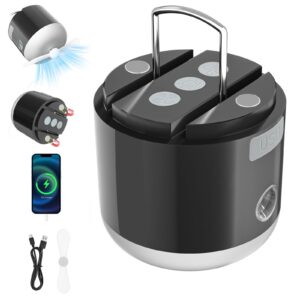 led camping lantern rechargeable 800lm, 3000mah up to 80h running time camping tent light, with fan, 4 light modes, misting feature & magnetic base, for outdoor camping, power outages