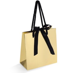 shyrabbit 10pcs gold gift bags with handles,5.5x2.8x5.9inch small jewelry paper bags,gift bags small size,gold gift bags,christmas gift bags,cosmetics paper bags