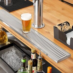 24-Inch Drip Tray for Bar Taps and Beverage Dispensers - Surface Mount Drip Tray - No Drain - Brushed Stainless Steel