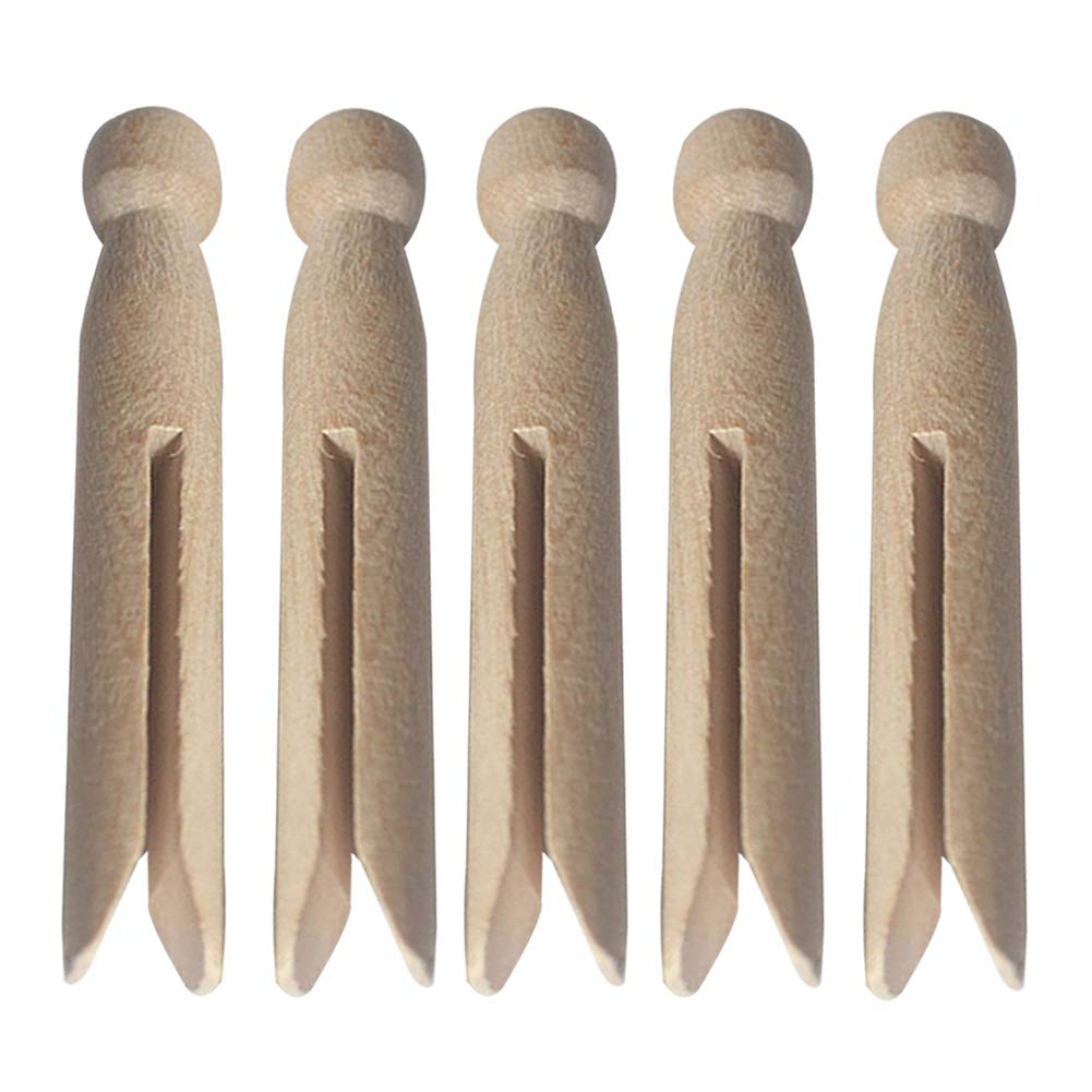 EKDJKK Round Wooden Clothespins, 12 Pcs Old Fashioned Traditional Heritage Dolly Clothes Pegs, Unfinished Wood Doll Pins for DIY Art Painting Outdoor Home Kitchen Travel