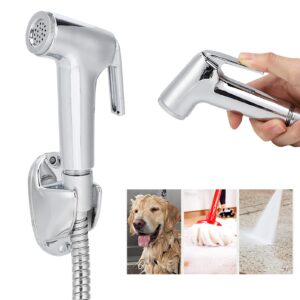 Bidet Toilet Sprayer Head Set, Electroplating Handheld Bidet Sprayer Cloth Bathroom Diaper Sprayer with Hose for Bathroom Cleaning