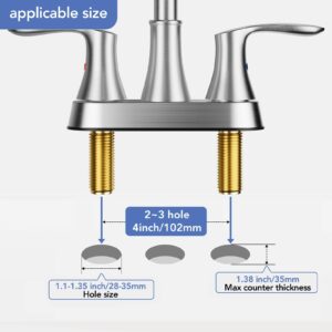 Phiestina 4 Inch 2 or 3 Hole Brushed Nickel Bathroom Sink Faucet RV Swivel 2 Handle Centerset Bath Vanity Faucet, with cUPC Water Supply line & Metal Pop-up Drain,TY36-BN