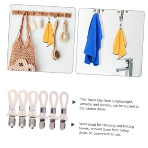 Beatifufu 6Pcs Towel Holder Towel Attachment for Hanging Laundry Clips Kitchen Towels Clips Towel Hangers Rack Braided Cotton Hanging Hooks Bath Towel Clip Coat Hook Clothing to Weave Iron