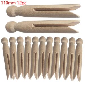 EKDJKK Round Wooden Clothespins, 12 Pcs Old Fashioned Traditional Heritage Dolly Clothes Pegs, Unfinished Wood Doll Pins for DIY Art Painting Outdoor Home Kitchen Travel