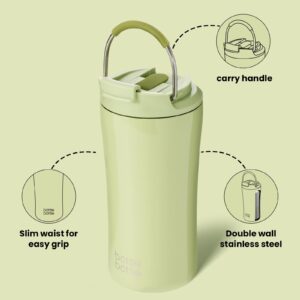 BOTTLE BOTTLE Insulated Coffee Tumblers with Dual-use Lid and Straw Double Walled Iced Travel Coffee Mug for Woman and Man 12oz Stainless Steel Tumbler with Handle（avocado green）