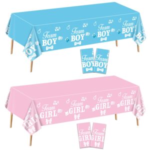 4pcs gender reveal tablecloths - gender reveal decor boys or girls table coves rectangular pink and blue tablecloth gender reveal ideas for boy or girl party supplies, 51 x 86.6 inch (gender reveal-2)