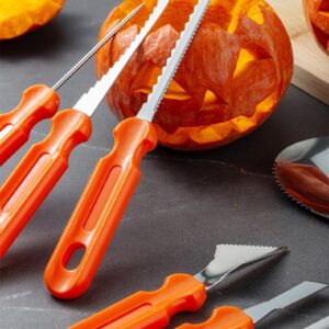 WmcyWell Pumpkin Carving Kit Tools Halloween Pumpkin Decorating Kit Stainless Steel Sculpting Knife for Halloween Decoration Jack-O-Lanterns Gift for Halloween Orange 7pcs