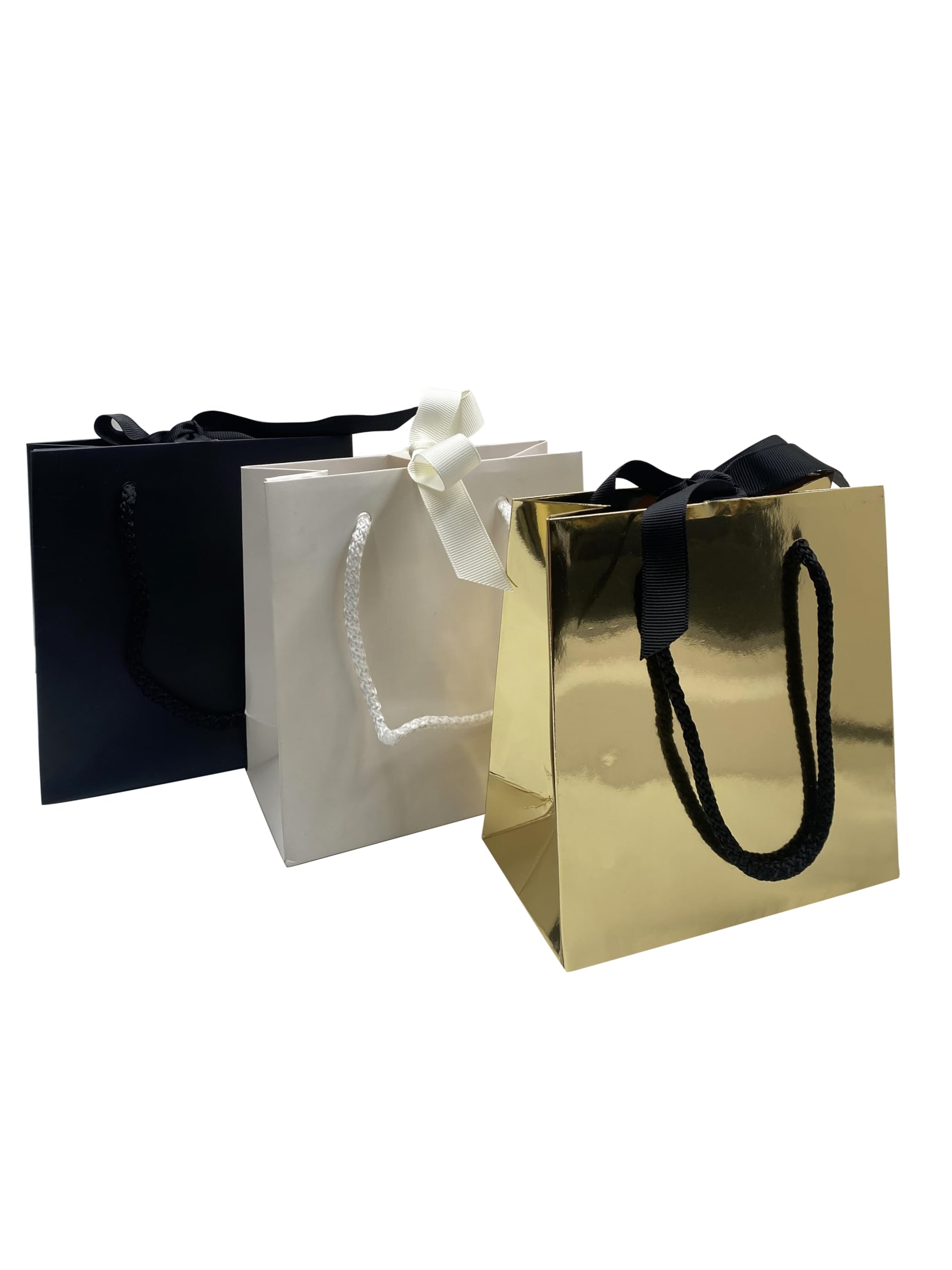 SHYRABBIT 10pcs Gold Gift Bags with Handles,5.5x2.8x5.9Inch Small Jewelry Paper Bags,Gift Bags Small Size,Gold gift bags,Christmas Gift Bags,Cosmetics paper bags