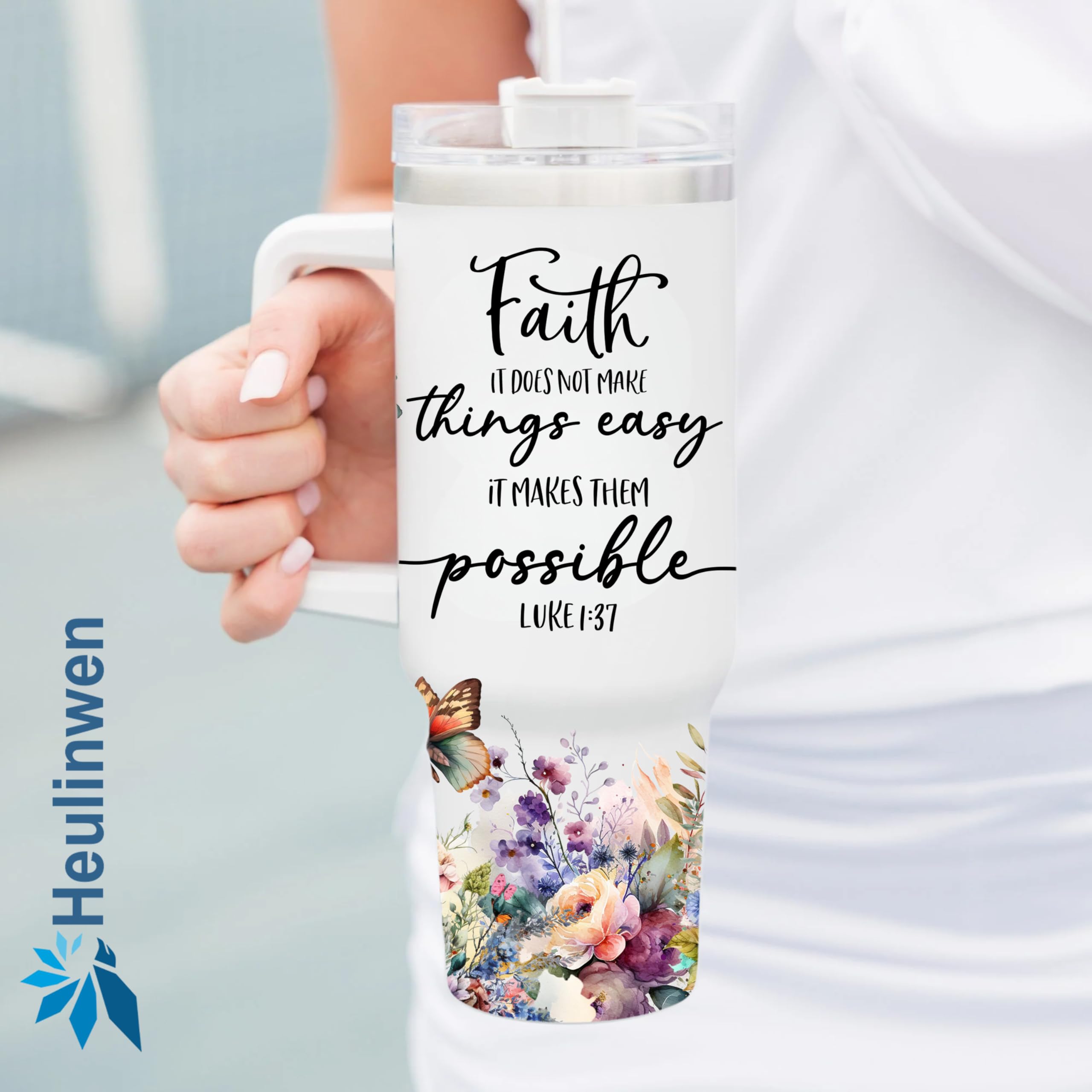 Christian Gifts for Women Tumbler 40Oz With Handle & Straw - Faith Gifts Christian Tumblers Bible Gifts - Encouragement Inspirational Gifts for Women - Religious Birthday, Christmas Gifts for Friends