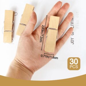 Clothes Pins, Sturdy and Heavy Duty Natural Wood Clips Wooden Clothespins for Hanging Clothes Photo Pictures Crafts Small Classroom Decorative Peg, 30 PCS