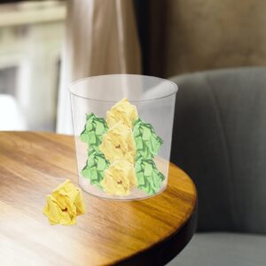 NUOBESTY Clear Desk Trash Can Small Plastic Round Wastebasket Mini Lidless Waste Paper Basket Trash Bin Garbage Container Bin for Home Apartment Office Table