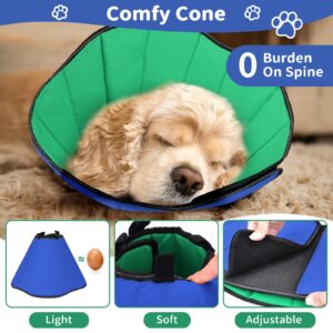 Tarovvoo Soft Dog Cone, Soft Cone for Dogs After Surgery for Large Medium Small Dogs, Comy Dog Cone Alternative, Adjustable Dog Recovery Collars to Stop Licking (Blue, Medium)