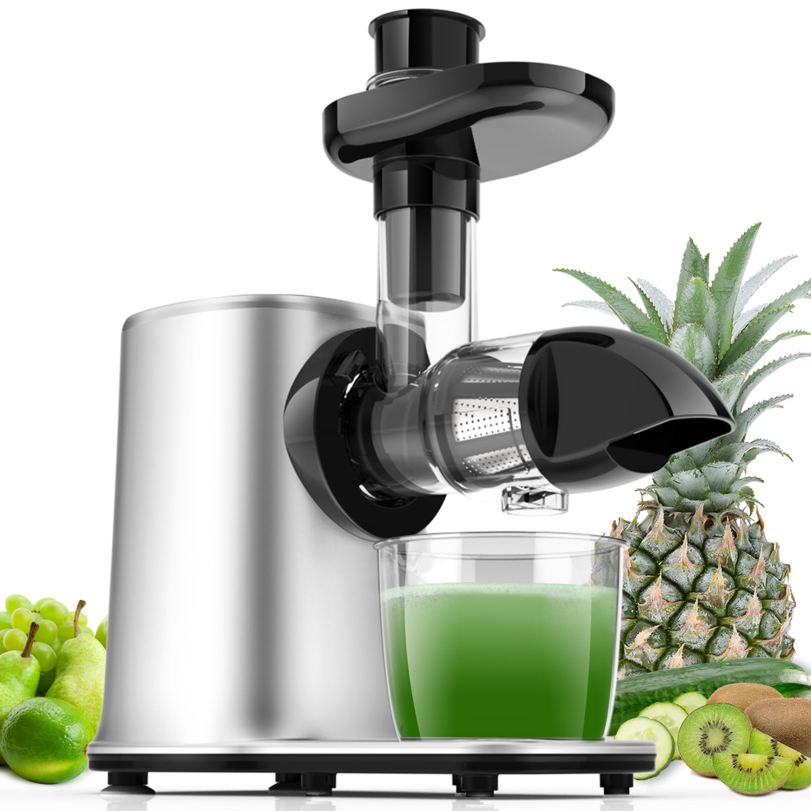 Masticating Juicers, Celery Slow Juicer Machine Cold Press Juicer for Celery/Vegetable/Wheat, Extractor de Jugos y Vegetales, Juice Extractor Machine with Cleaning Brush, Easy to Clean