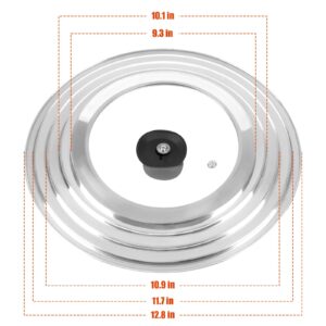 Universal Lids with Tempered Glass Top for Pots, Pans and Skillets, Fits 6-7-8 & 8.2-12.5 Inch Cookware, Large Stainless Steel Replacement Pan Cover, Cast Iron Lids for Space Saving