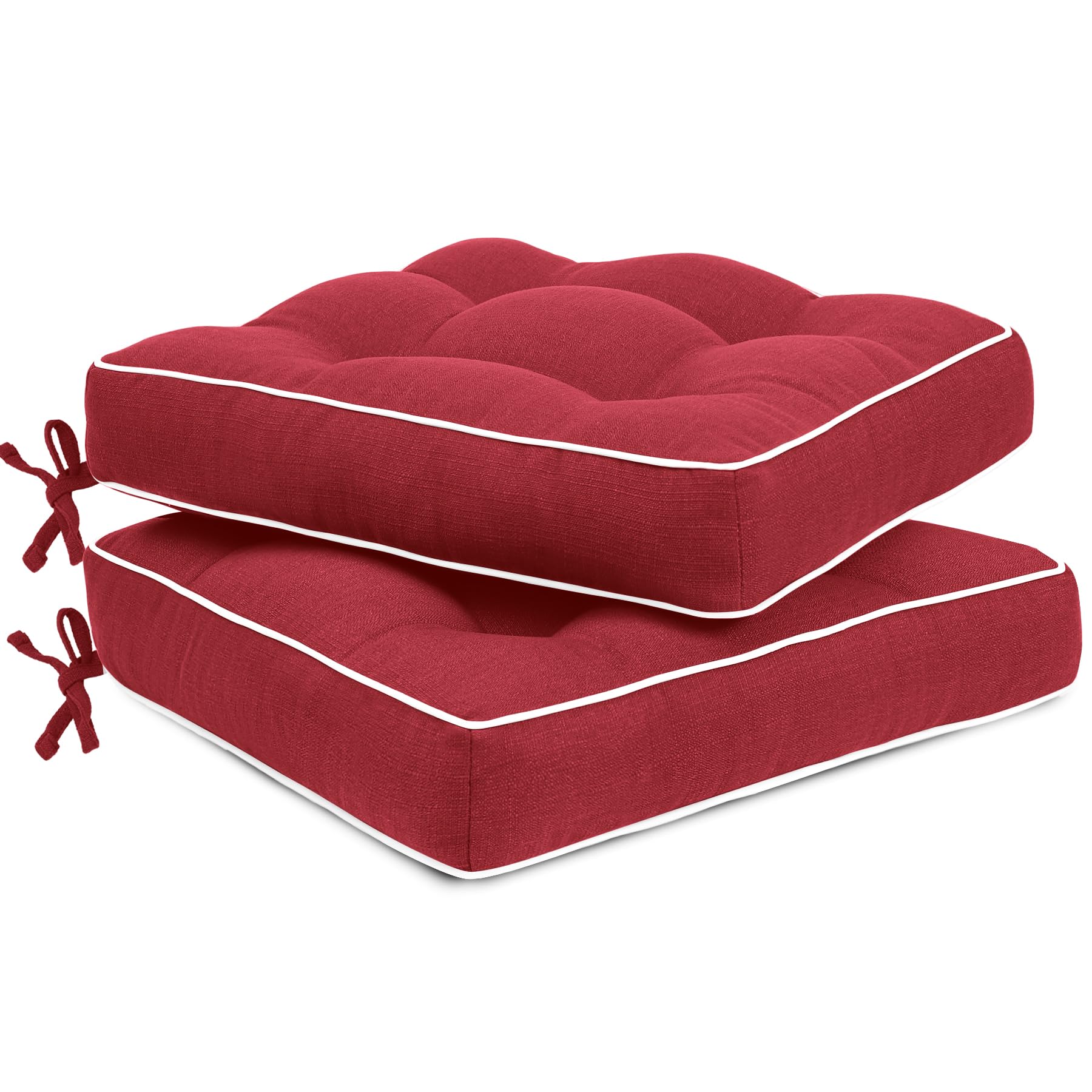 Favoyard Waterproof Outdoor Seat Cushion Set & Water-resistant Patio chair cushions 19 x 19, Red