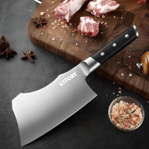 Meat Cleaver wiht larger handle - 7 inch Kitchen Bone Chopper,German High Carbon Stainless Steel Chopping Knife with Ergonomic Wodden Handle - for Home Kitchen and Restaurant - 2024 Gifts Box