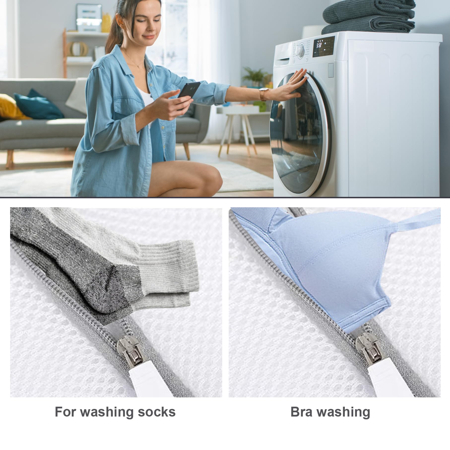 Bra Washing Machine Bag 6Pcs Small Mesh Laundry Bag with Zips Mini Lingerie Washing Bags for Underwear Sock Delicate