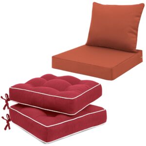 favoyard waterproof outdoor seat cushion set & water-resistant patio chair cushions 19 x 19, red