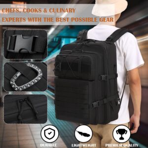 SunForMorning Chef Knife Bag, Tactical Backpack for Chef, Knife Carrying Case with 30+ Pockets for Knives and Culinary Tools, Professional Chef Knife Set Bag Backpack - Bag Only