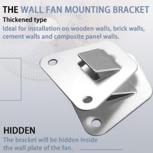 LUTQ 2-Set Wall Fan Mounting Bracket, Heavy Duty Wall Mounting Fan Bracket, Solid Steel Fan Wall Mount Bracket with Fastening Screws, Oscillation Fans Hidden Holder Bracket