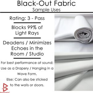 Barcelonetta | Black Out Fabric | 3 Pass Rated, Blocks 99% Light Ray | 58" Wide | Echo Deadening | Drapery, Lining (Black, 2 Yard)