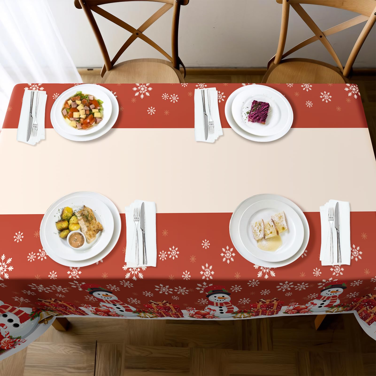 Christmas Tablecloth, 3 Pack Disposable Plastic Tablecloth 54" x 108" Christmas Party Supplies,Christmas Table Cloth Plastic Table Cover, Christmas Decorations Party for Indoor or Outside,Home,Dinner