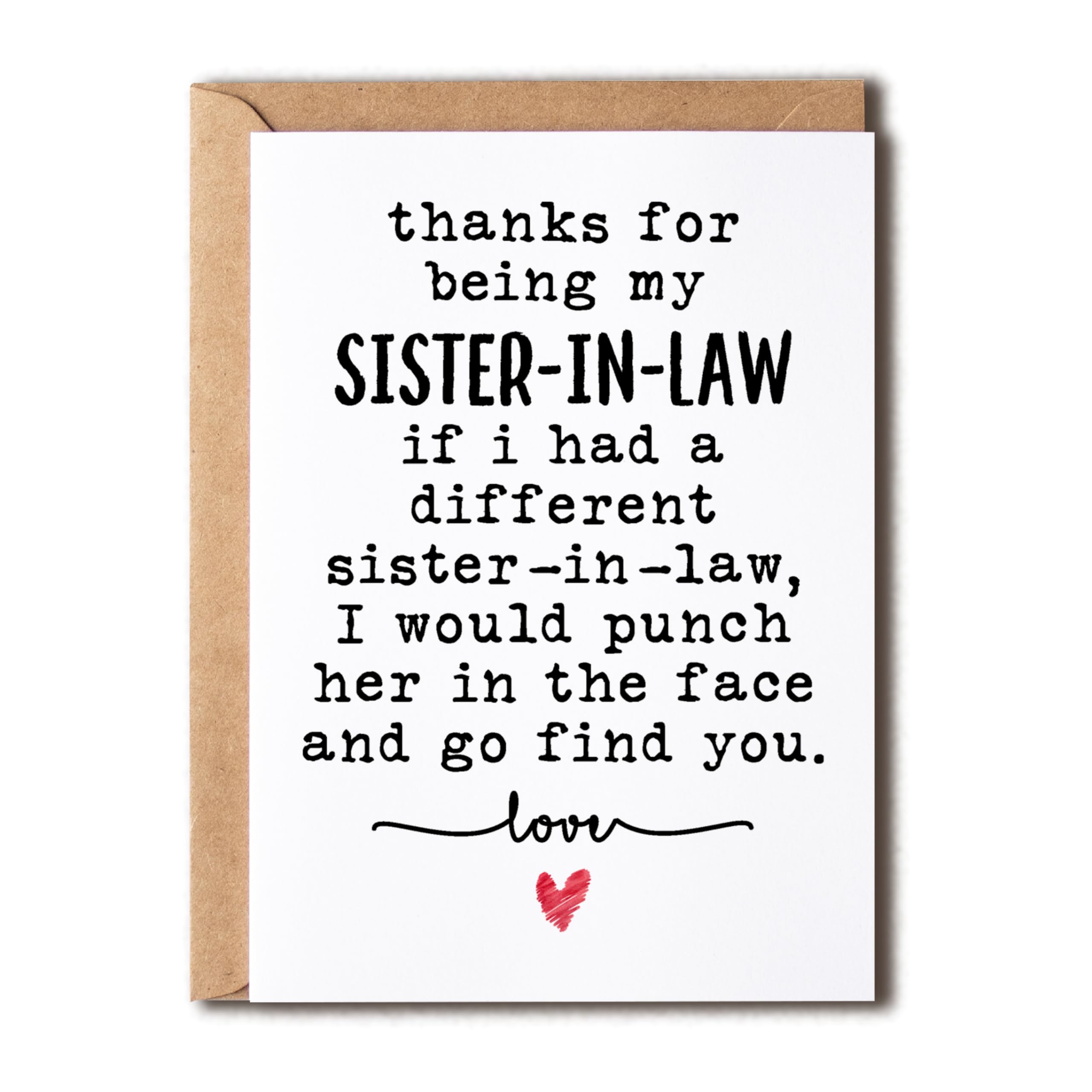 NTVShop Thank You Card - For Being My Sister-In-Law Card - Funny Birthday Card - Humorous Sister-In-Law Christmas - Gift For Her