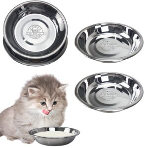 4 pcs stainless steel cat bowls,7.1 inches metal cat bowl, cat food bowls for indoor cats, whisker fatigue cat bowl, shallow cat food dish, kitten food bowl, elevated food bowls for cats