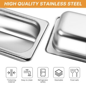 Akamino 4 Pack 1/9 Size 2 1/2 Inch Deep Steem Tabel Pans, NSF Commercial 18/8 Stainless Steel Anti-jam Steam Pan, Catering Food Pan for Restaurant,Hotel