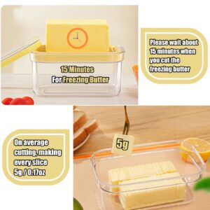 Butter Slicer Cutter Dish Airtight Box Stick Container Airtight Lid with 304 Stainless Steel Tweezer for Fridge Storage