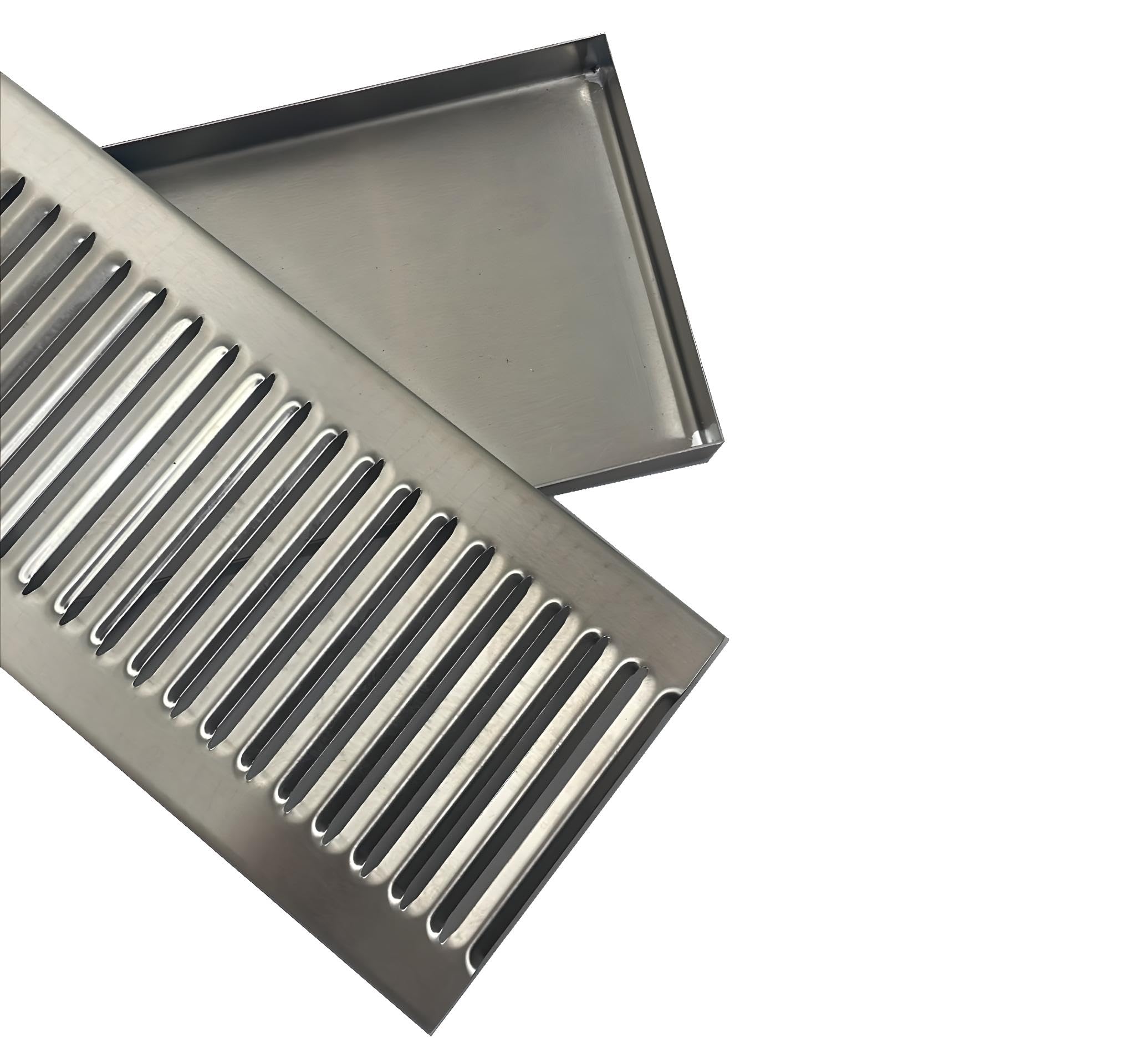 24-Inch Drip Tray for Bar Taps and Beverage Dispensers - Surface Mount Drip Tray - No Drain - Brushed Stainless Steel