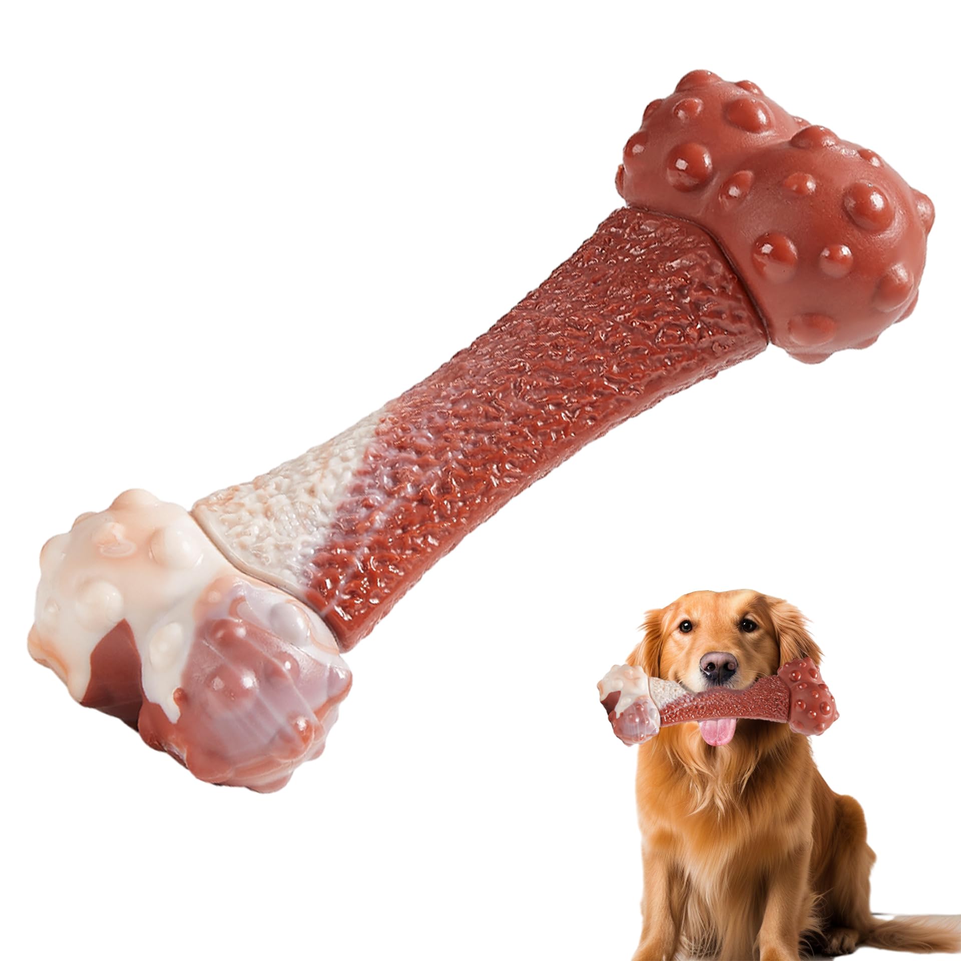 CHONGBAOSHI Dog Chew Toys for Aggressive Chewer, Indestructible Beef Nylon Bone Toy Medium/Large(1 Pack)