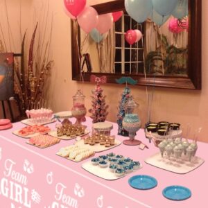 4Pcs Gender Reveal Tablecloths - Gender Reveal Decor Boys or Girls Table Coves Rectangular Pink and Blue Tablecloth Gender Reveal Ideas for Boy or Girl Party Supplies, 51 x 86.6 Inch (Gender Reveal-2)