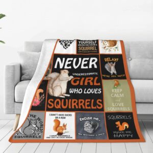 Squirrel Throw Blankets Squirrel Lover Gifts for Boys Kids Teens Adults Squirrel Decor All Seasons Warm Soft Cozy Ultra Flannel Blanket Funny Squirrel Bed Blanket for Couch Sofa Bed 40"X50"