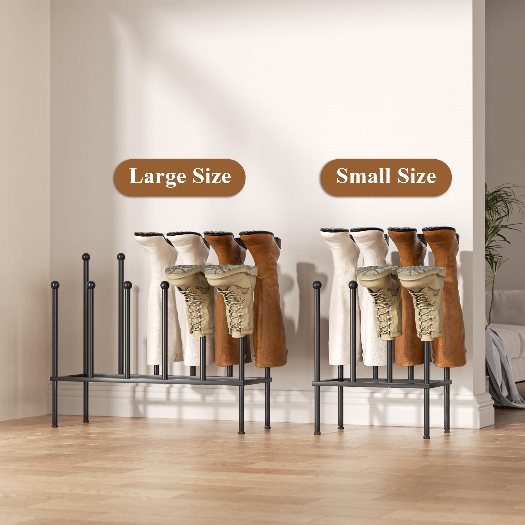 Free Standing Shoe Racks for Boots - Boot Rack for 4 Pairs, Boot Storage, Shoe Organizer for Closet, Entryway, Garage, Porch, Bedroom, Patio Outdoor and Hallway, Boot Holders to Keep Them Straight