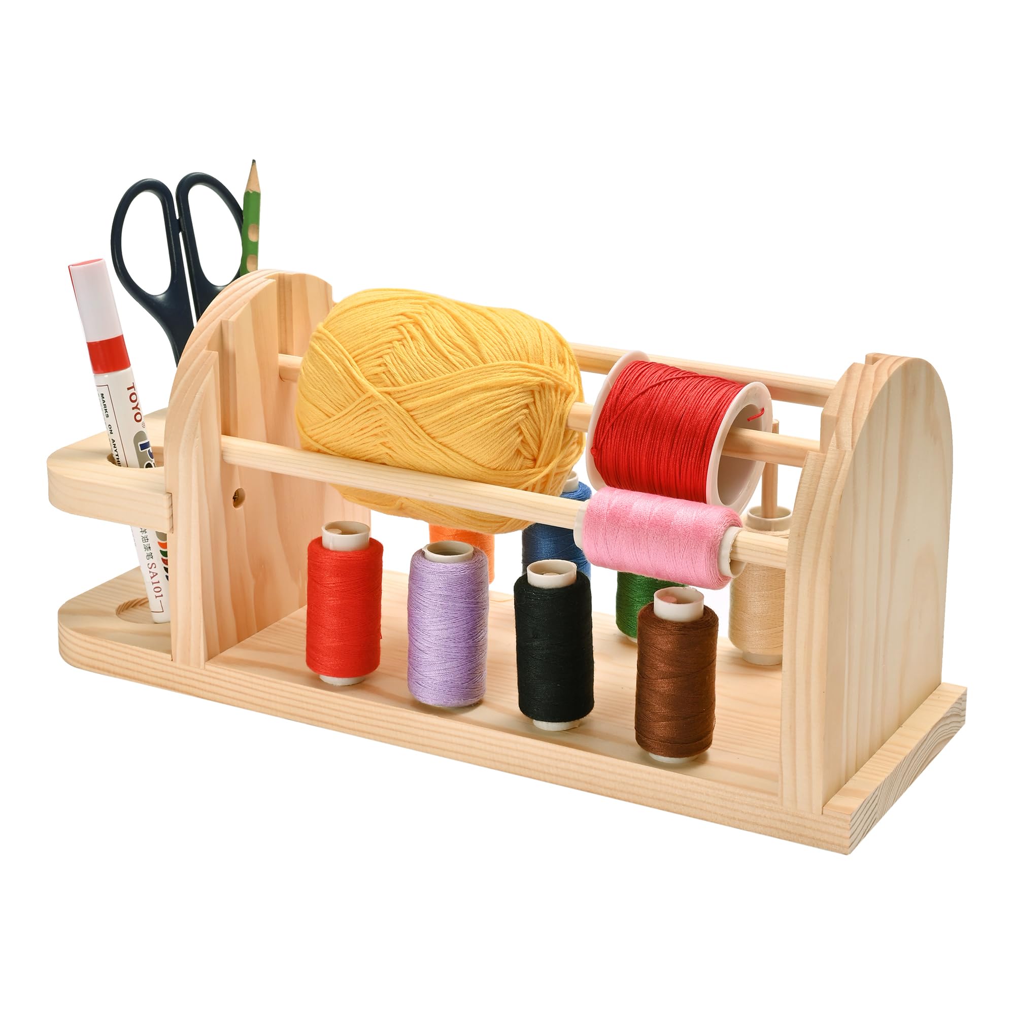 Sparkle Race Wooden Crochet Yarn Holder Sewing Thread Organizer, Yarn Storage for Crochet Yarn Ball Knitting & Crochet Supplies, Spool Thread Holder Ribbon Holder Organizer Rack for Sewing Accessories