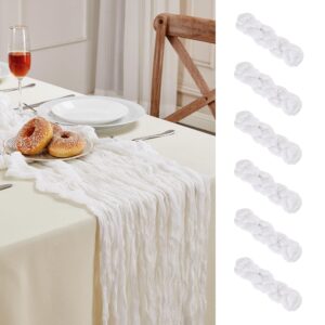 6 pack white cheesecloth table runner 10ft long boho gauze table runner rustic sheer runner for wedding bridal baby shower birthday party table decor thanksgiving christmas decorations