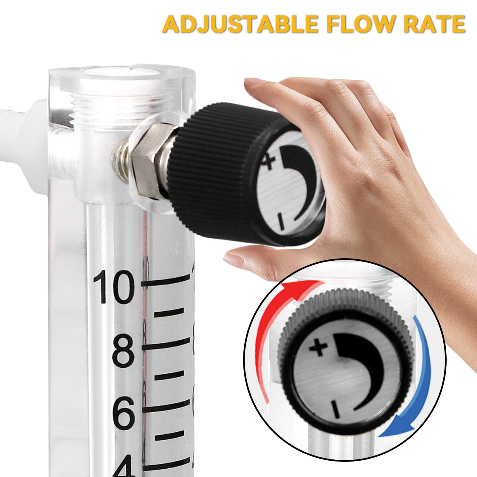 Flowmeter, 0-10 LPM Air Flow Meter with Control Valve, Water Flow Meter Panel Type Flowmeter Panel Flow Tester Acrylic Oxygen/Air/Gas Flowmeter Measurement Tools